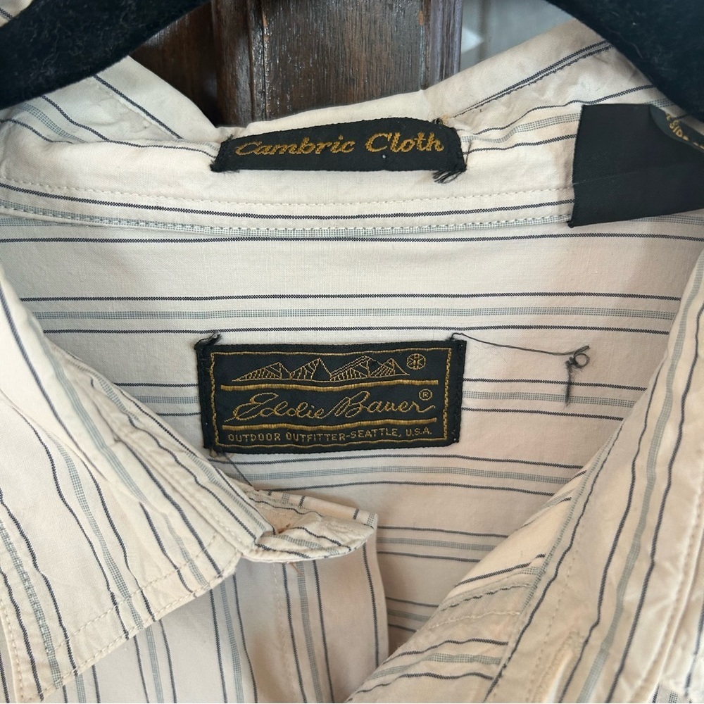 Vintage 70-80’s Eddie Bauer Cambric Cloth Striped Shirt Size XL - Picture 6 of 9
